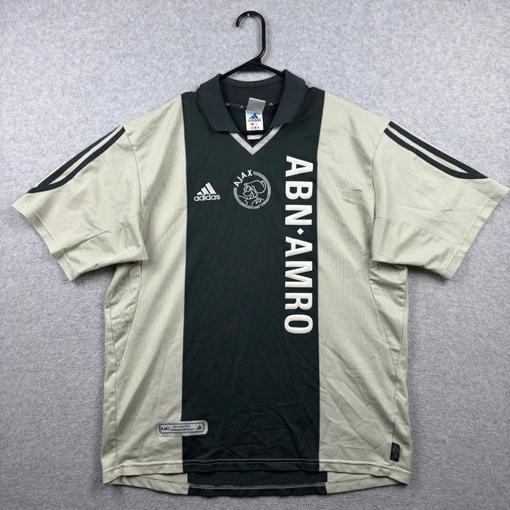 Ajax Amsterdam Jersey Mens Large Adidas 2000 2001 Away Beige Football Soccer